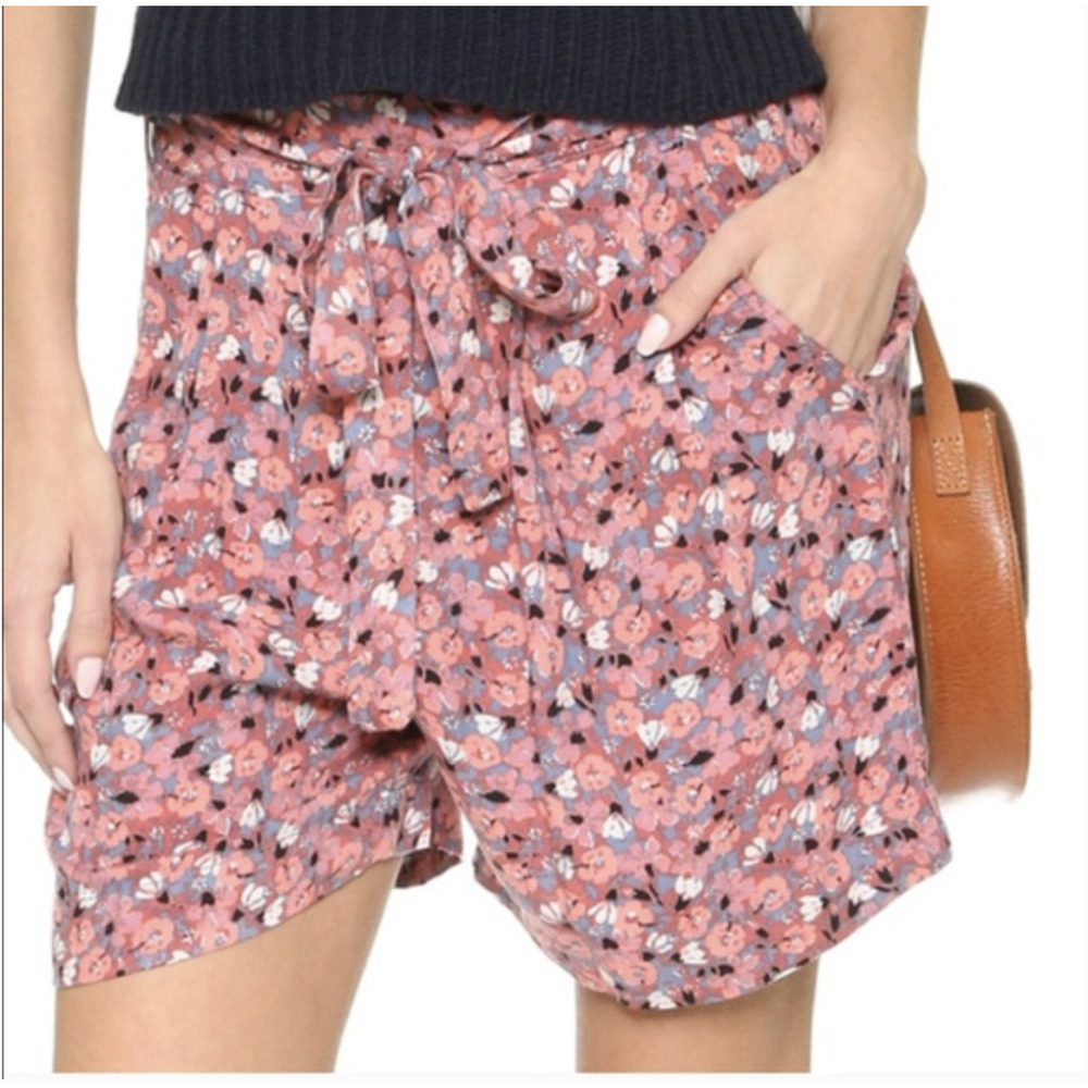 Free People Layla floral rayon tie front shorts